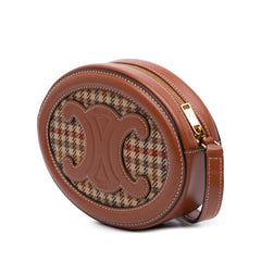 Small Canvas and Calfskin Cuir Triomphe Houndstooth Oval Crossbody