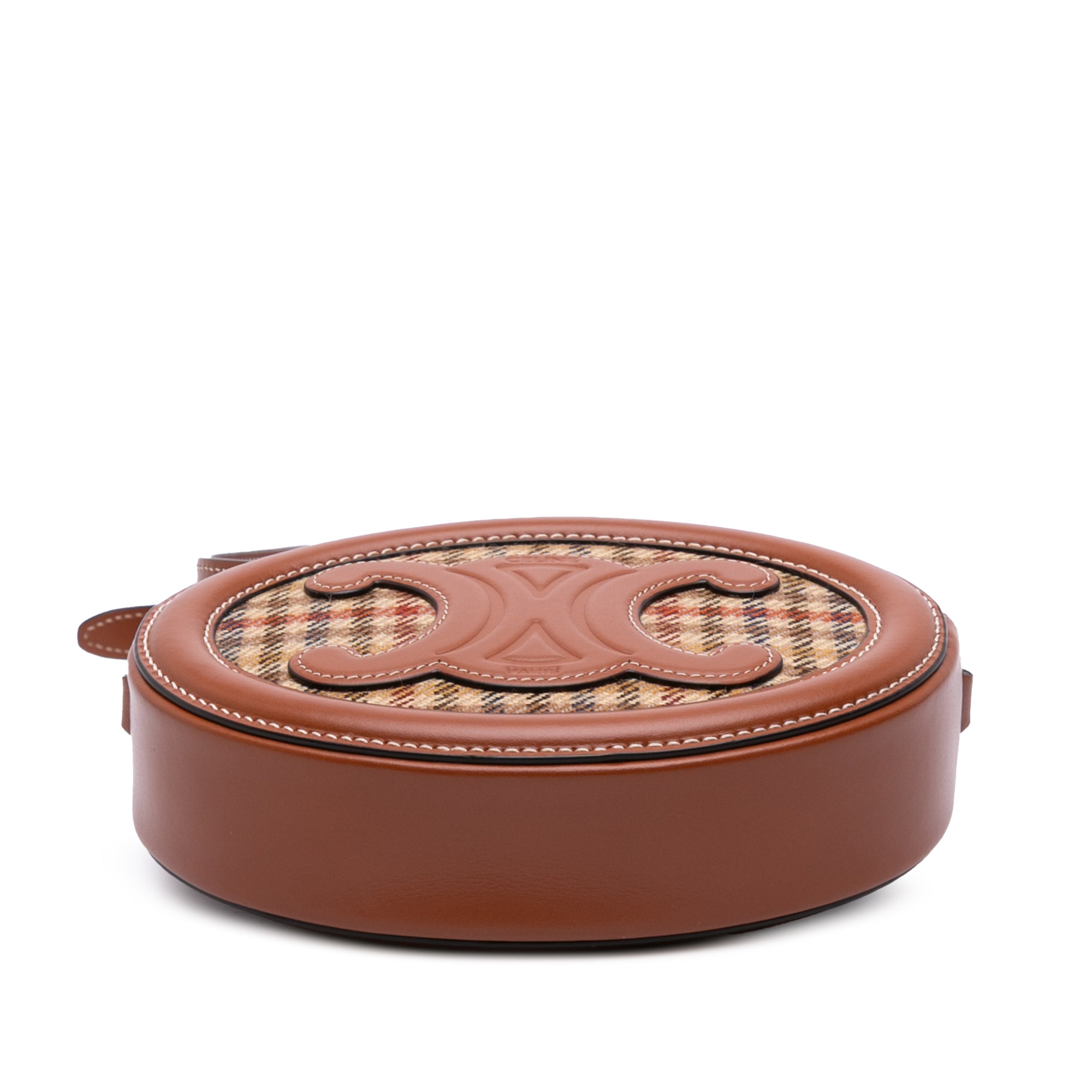 Small Canvas and Calfskin Cuir Triomphe Houndstooth Oval Crossbody