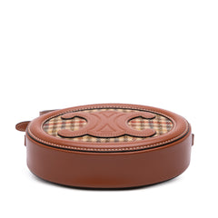 Small Canvas and Calfskin Cuir Triomphe Houndstooth Oval Crossbody