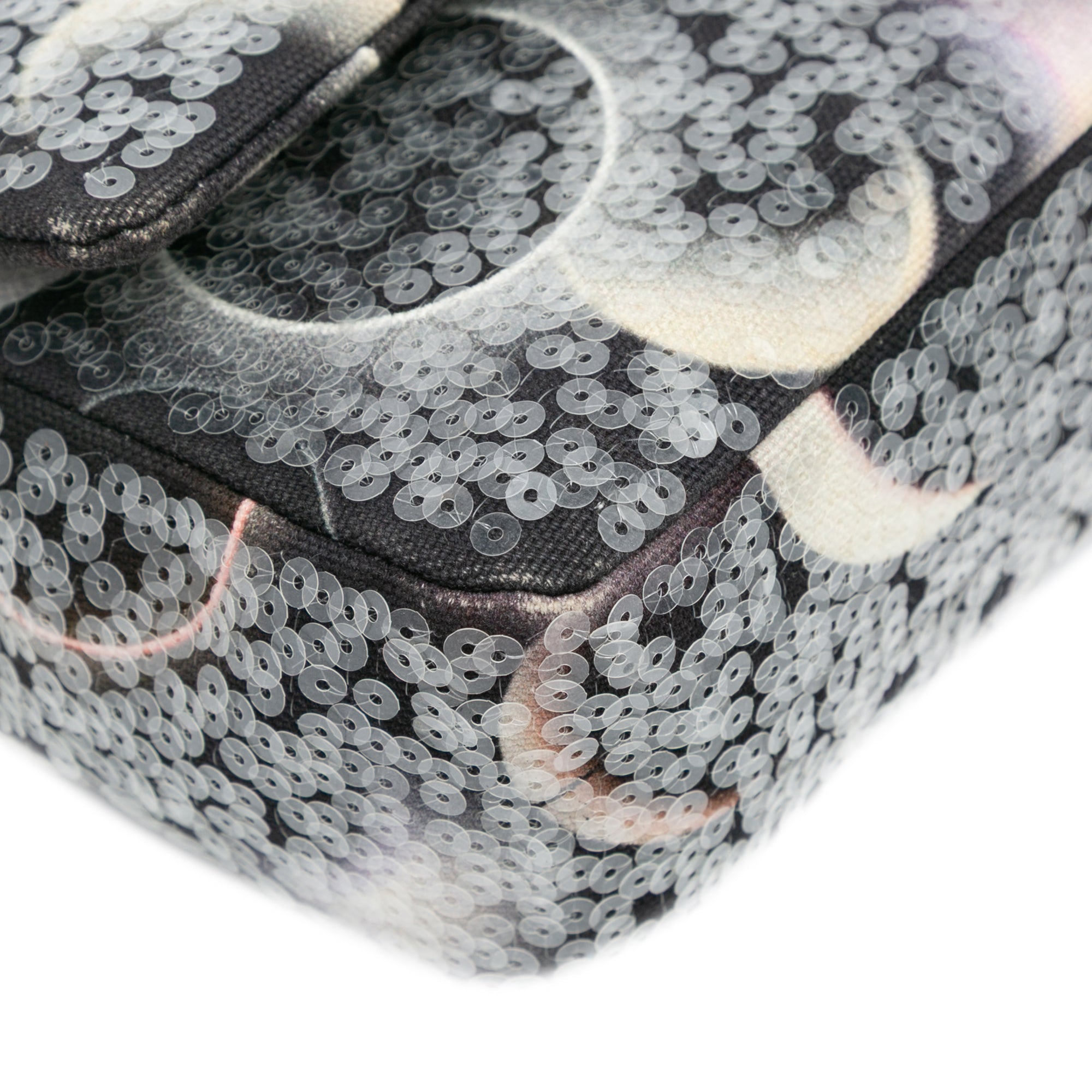 Medium Classic Canvas Sequin Moon Double Flap