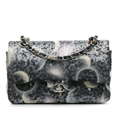 Medium Classic Canvas Sequin Moon Double Flap