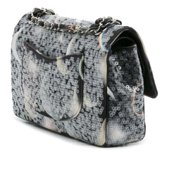 Medium Classic Canvas Sequin Moon Double Flap