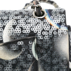 Medium Classic Canvas Sequin Moon Double Flap