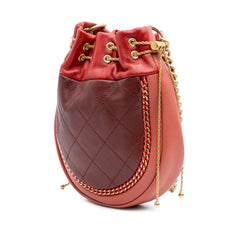 CC Quilted Calfskin Drawstring Bucket Bag