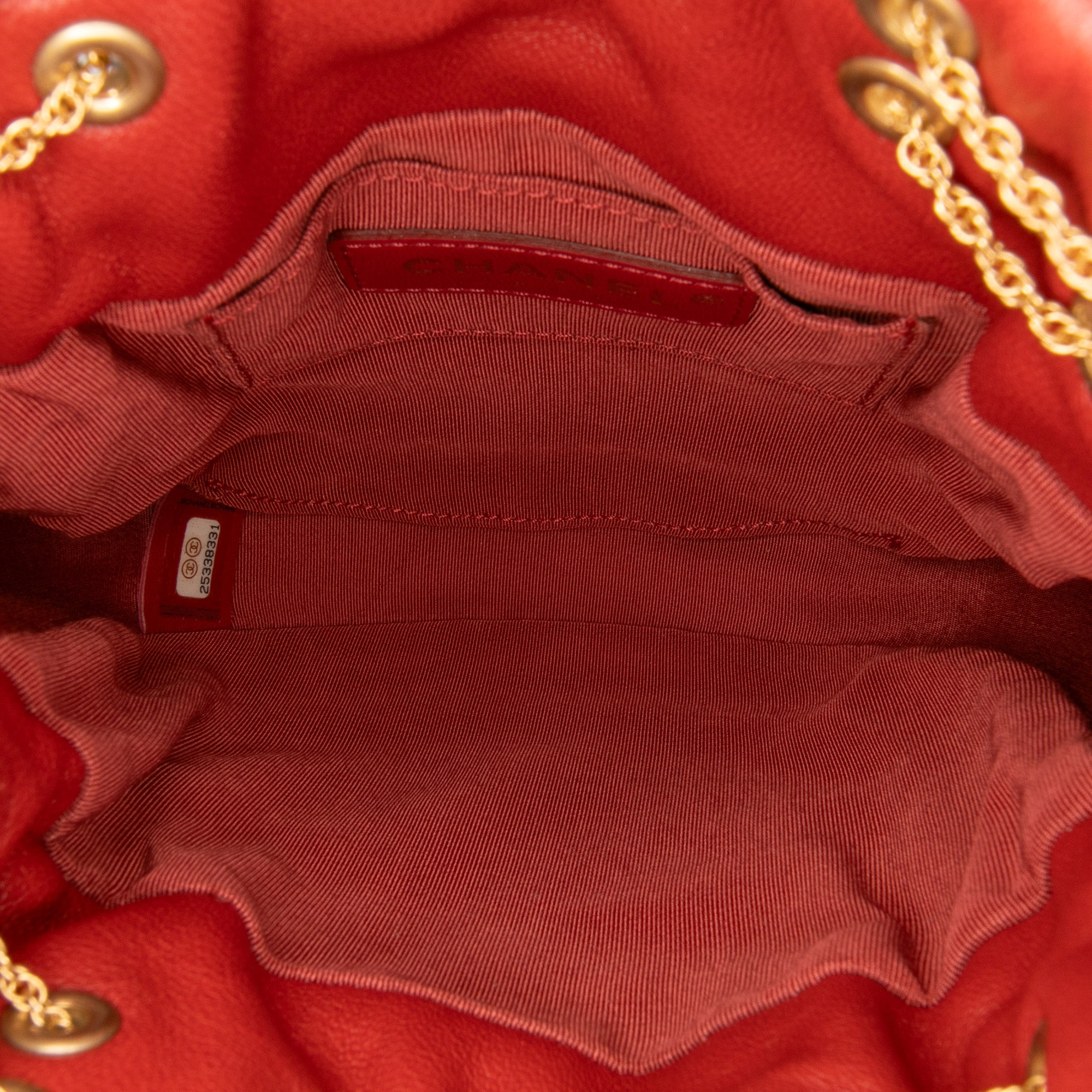 CC Quilted Calfskin Drawstring Bucket Bag