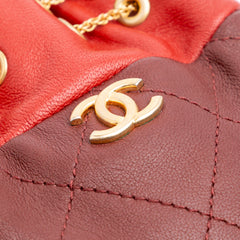 CC Quilted Calfskin Drawstring Bucket Bag