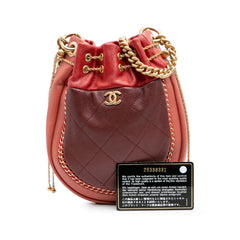 CC Quilted Calfskin Drawstring Bucket Bag