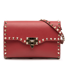 Small Leather Rockstud Flap Crossbody