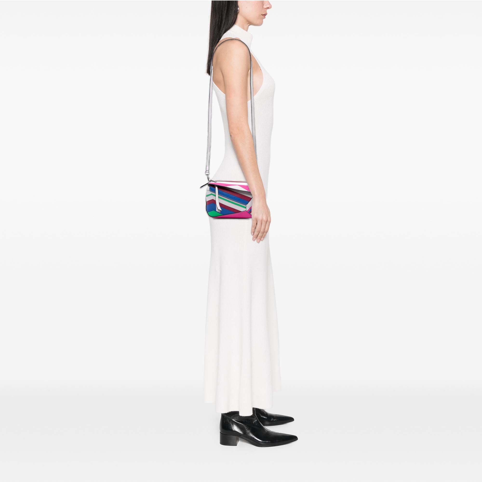 Mini Calfskin Zigzag Puzzle Edge Satchel