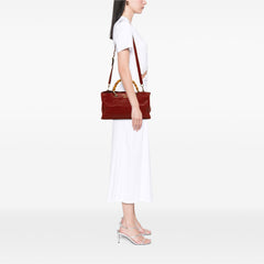 Medium Calfskin Bamboo Shopper Satchel