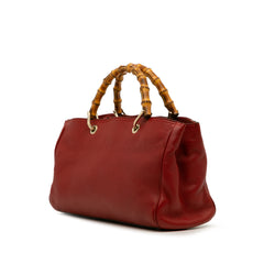 Medium Calfskin Bamboo Shopper Satchel