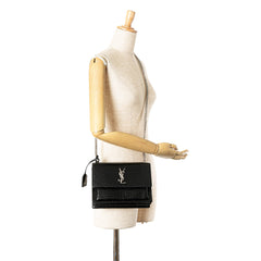 Medium Croc Embossed Leather Sunset Crossbody