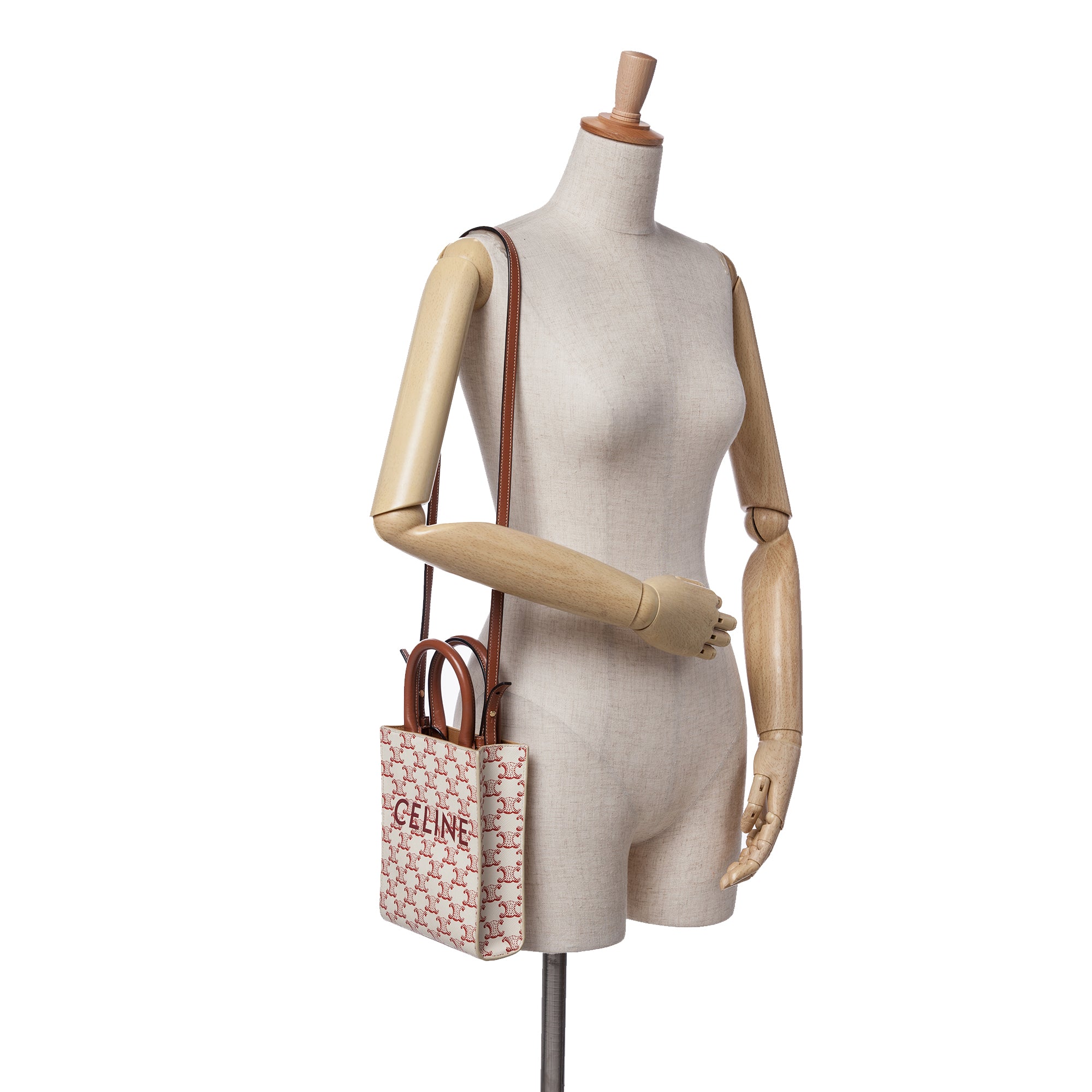 Mini Triomphe Coated Canvas Vertical Cabas Satchel