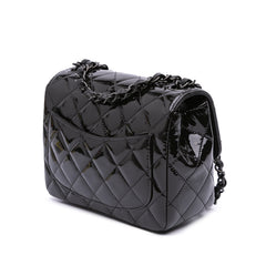 Mini Square Classic Patent So Black Single Flap