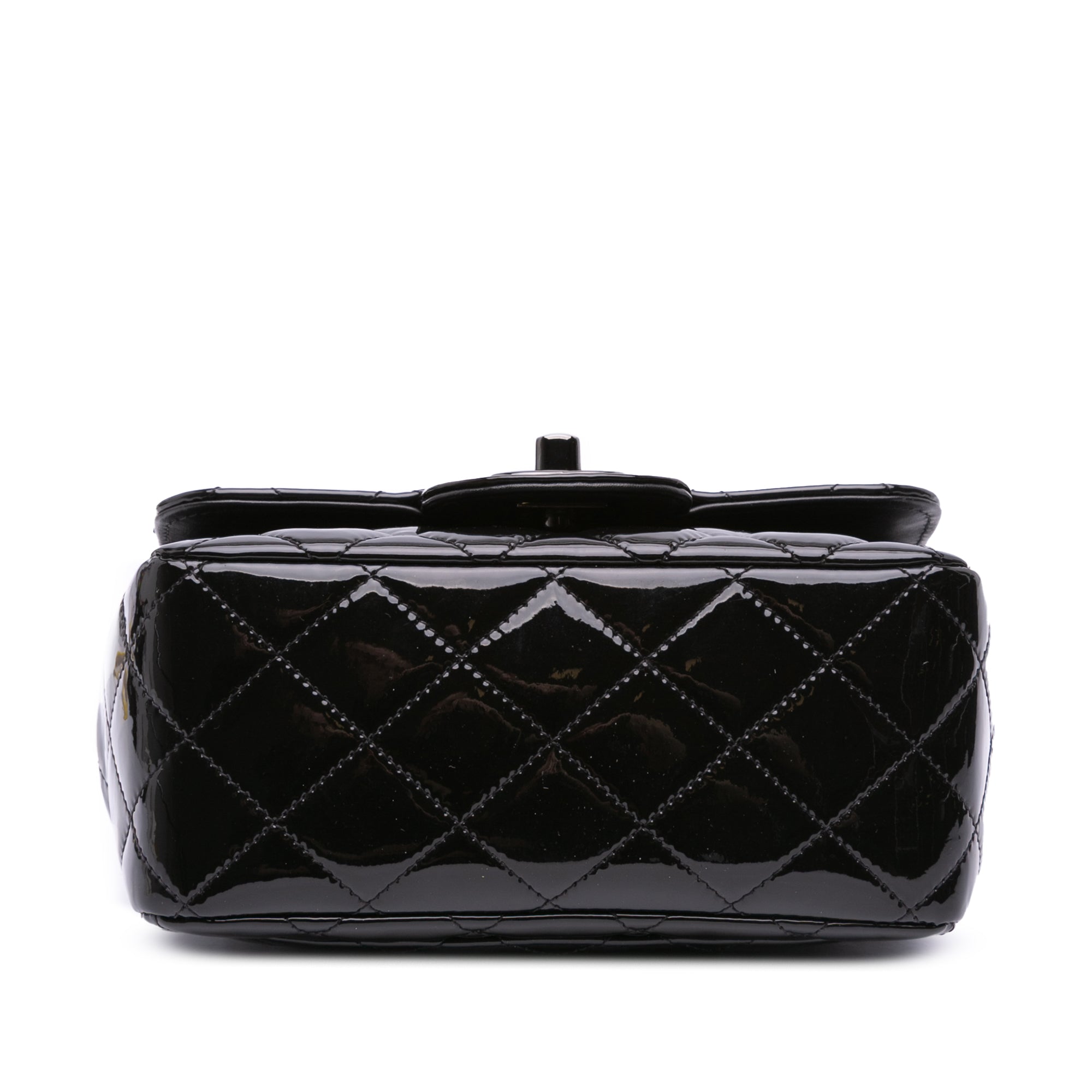 Mini Square Classic Patent So Black Single Flap