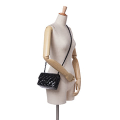 Mini Square Classic Patent So Black Single Flap