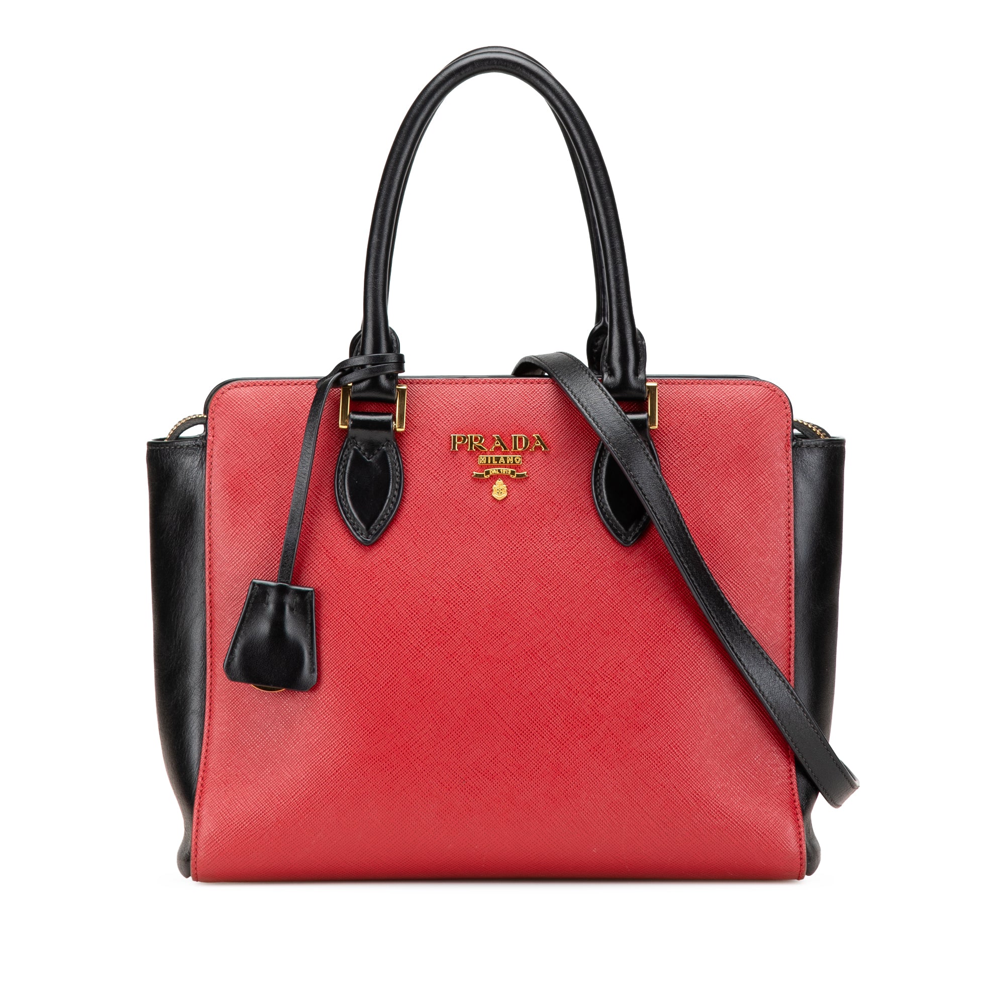 Bicolor Soft Calf Trimmed Saffiano Satchel