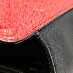 Bicolor Soft Calf Trimmed Saffiano Satchel