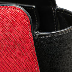 Bicolor Soft Calf Trimmed Saffiano Satchel