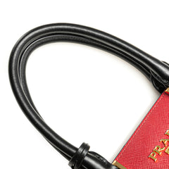 Bicolor Soft Calf Trimmed Saffiano Satchel