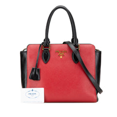 Bicolor Soft Calf Trimmed Saffiano Satchel