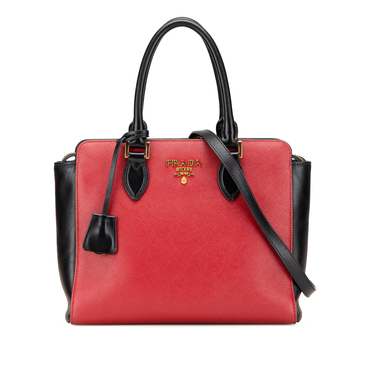 Bicolor Soft Calf Trimmed Saffiano Satchel