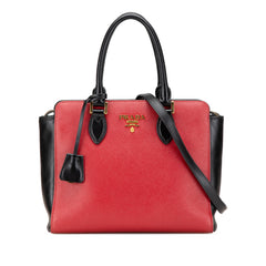 Bicolor Soft Calf Trimmed Saffiano Satchel