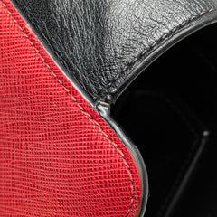 Bicolor Soft Calf Trimmed Saffiano Satchel