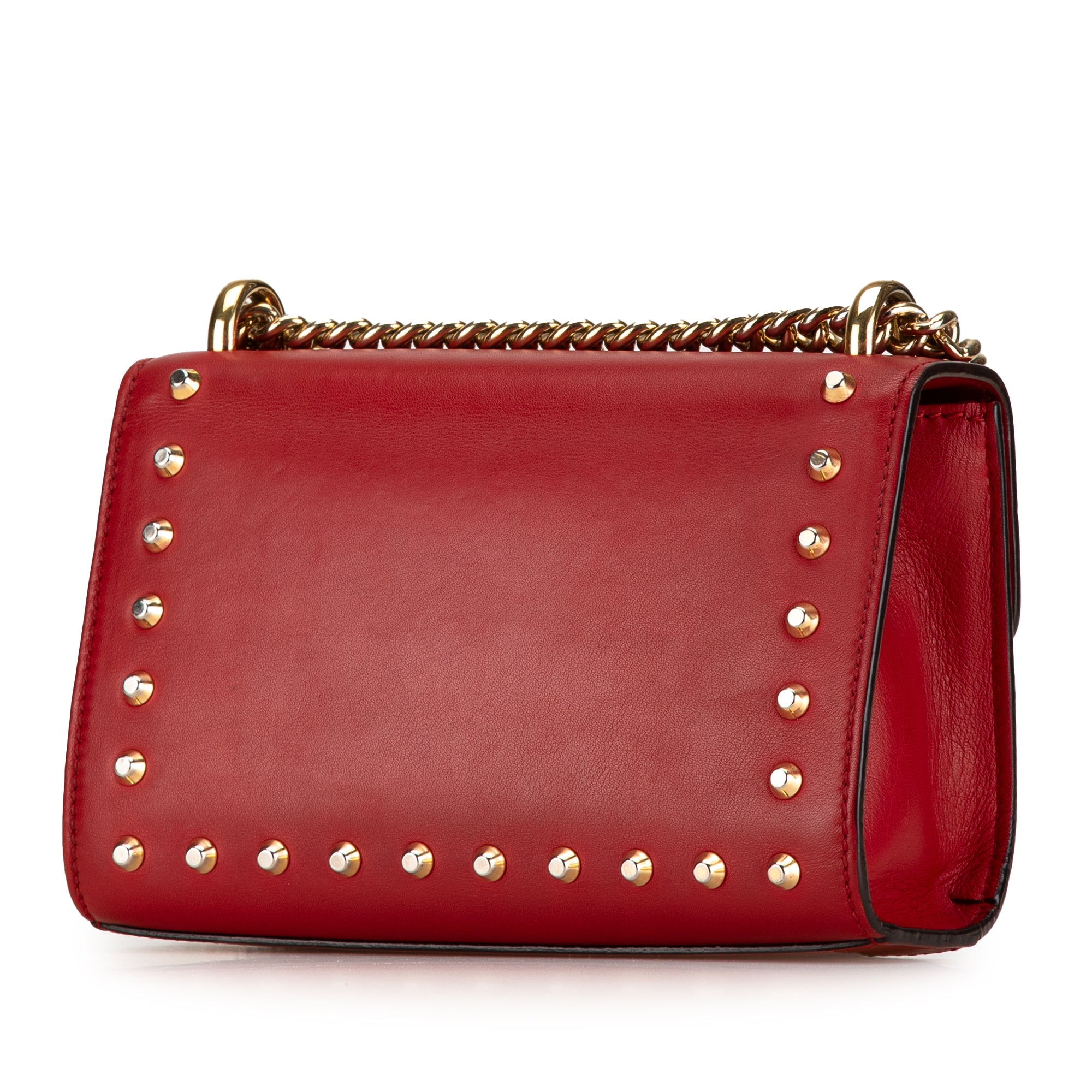 Small Pearl Studded Leather Padlock Crossbody