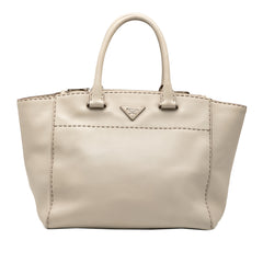 City Calf Stitched Twin Pocket Satchel