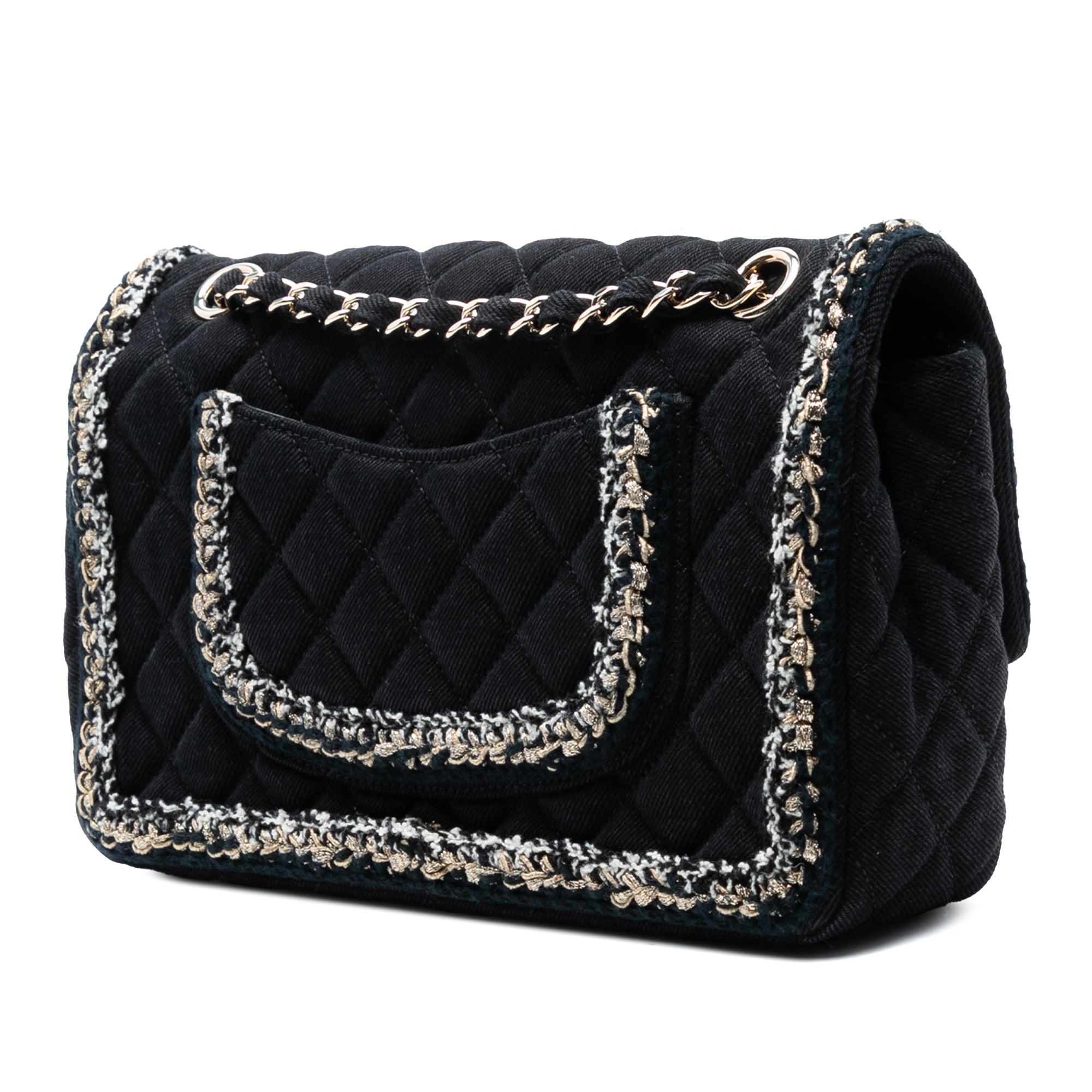 Medium Classic Denim Braided Single Flap