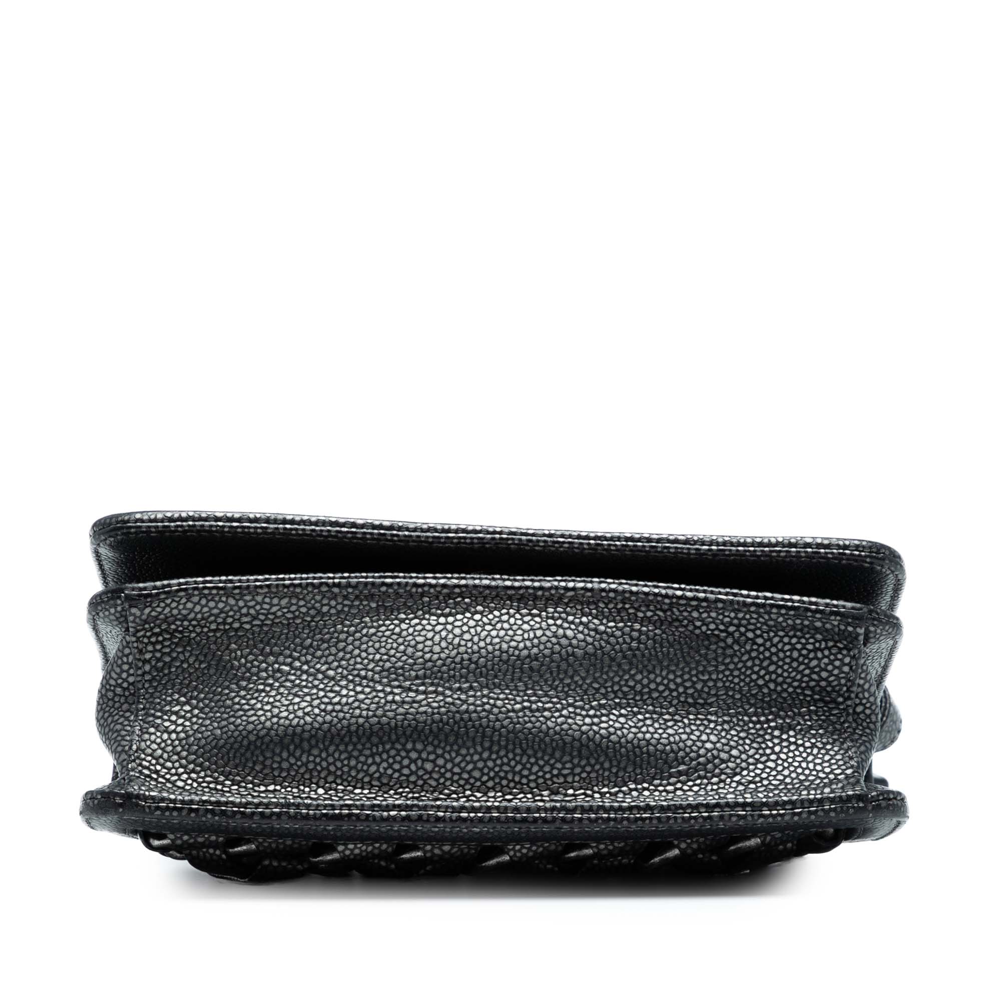 CC Metallic Caviar Interlaced Chain Clutch on Strap