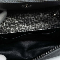 CC Metallic Caviar Interlaced Chain Clutch on Strap
