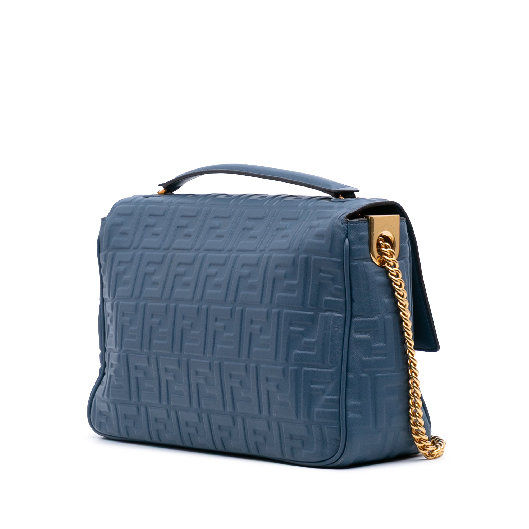 Large Zucca Embossed Leather Baguette Shoulder Bag