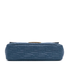 Large Zucca Embossed Leather Baguette Shoulder Bag