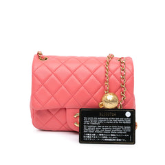 Mini Square Classic Lambskin Pearl Crush Flap