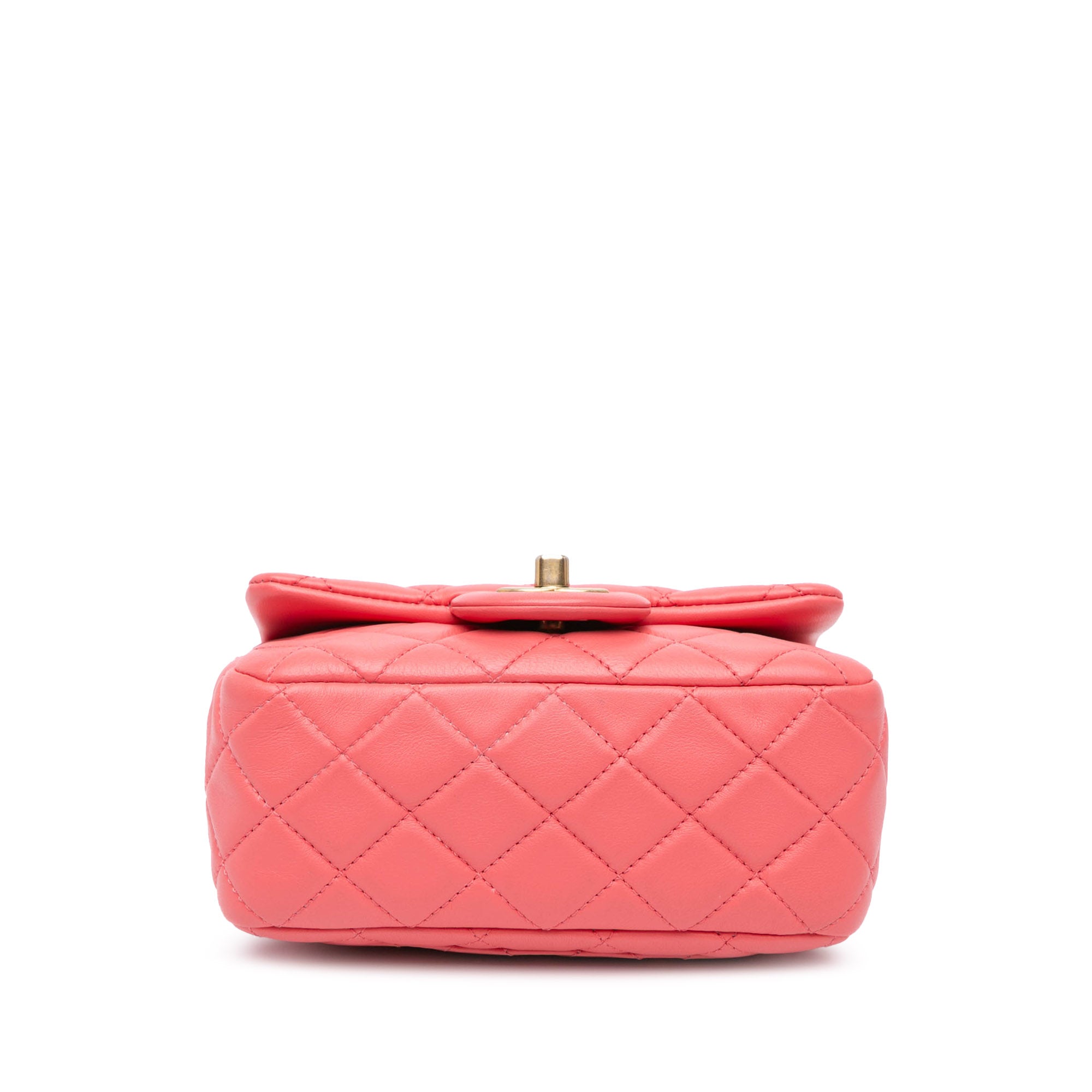 Mini Square Classic Lambskin Pearl Crush Single Flap