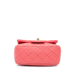 Mini Square Classic Lambskin Pearl Crush Flap