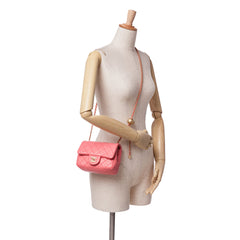 Mini Square Classic Lambskin Pearl Crush Single Flap