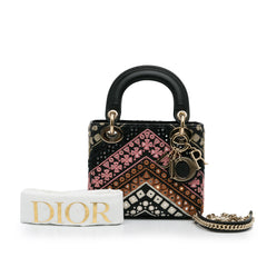 Mini Calfskin Embroidered Lady Dior