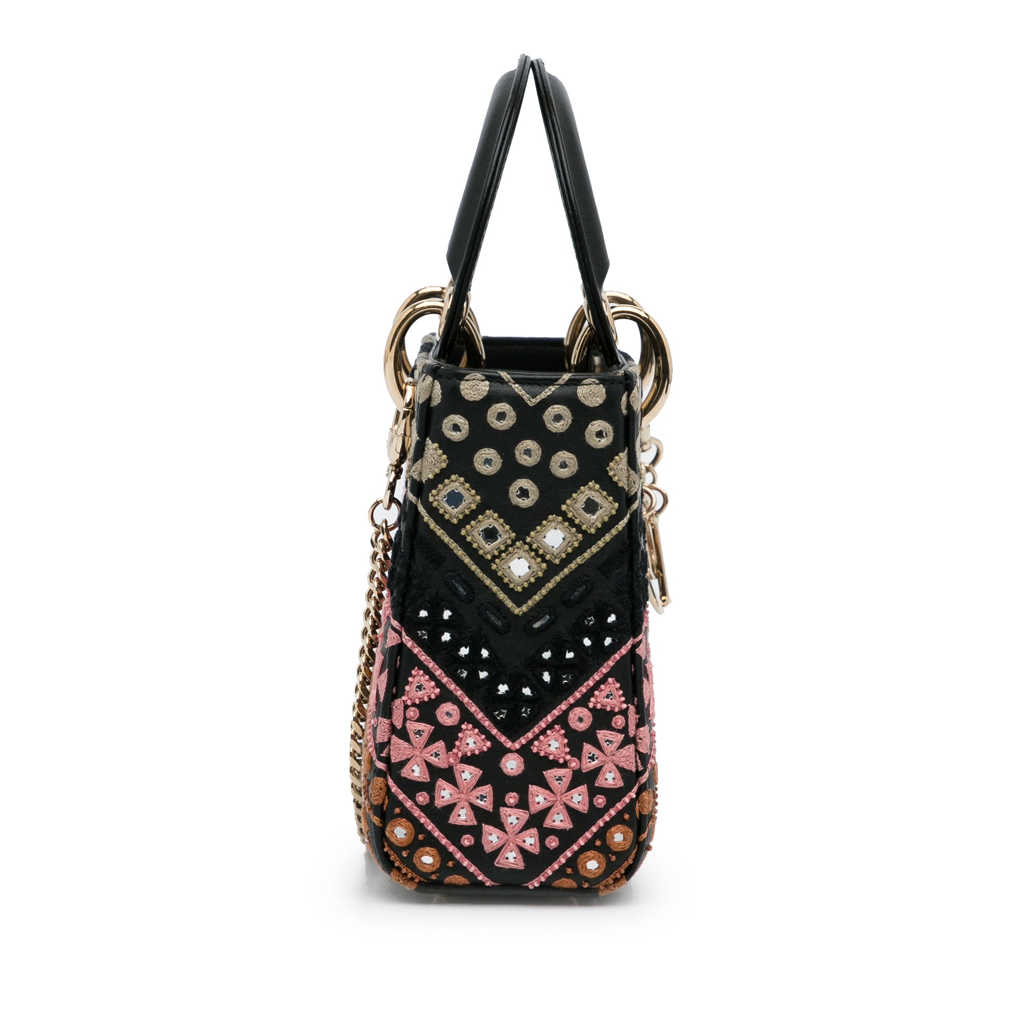 Mini Calfskin Embroidered Lady Dior