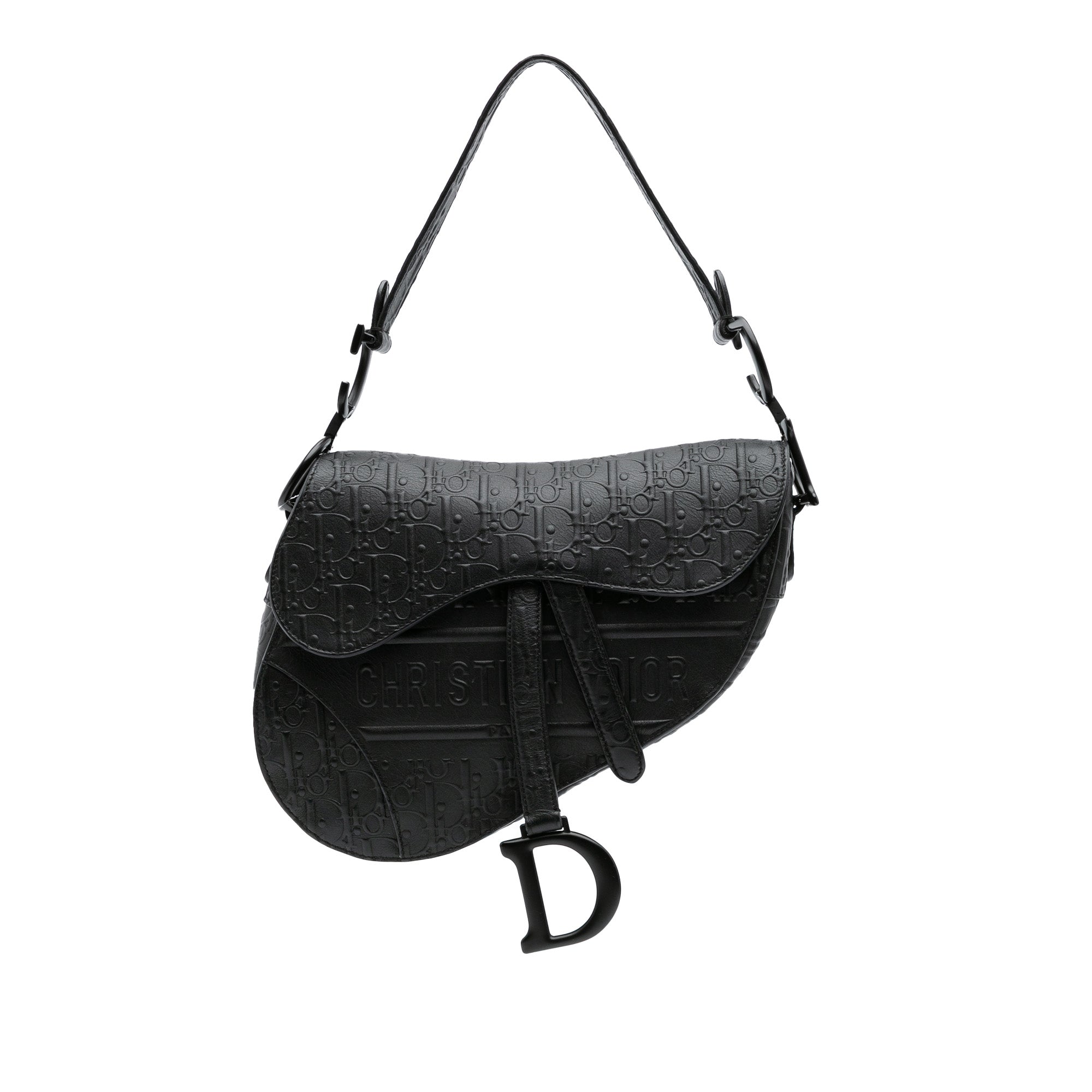 Oblique Embossed Calfskin Saddle Bag