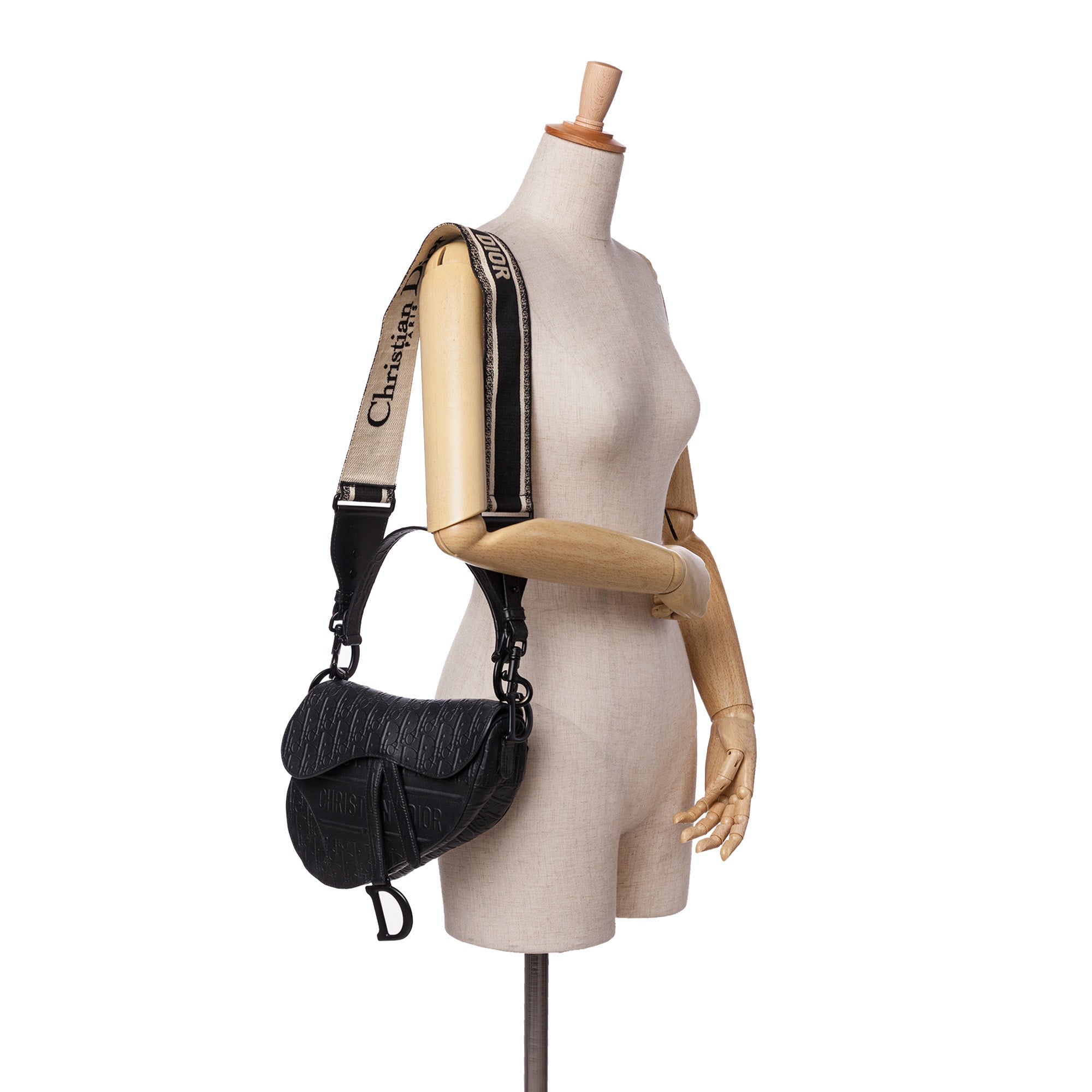 Oblique Embossed Calfskin Saddle Bag
