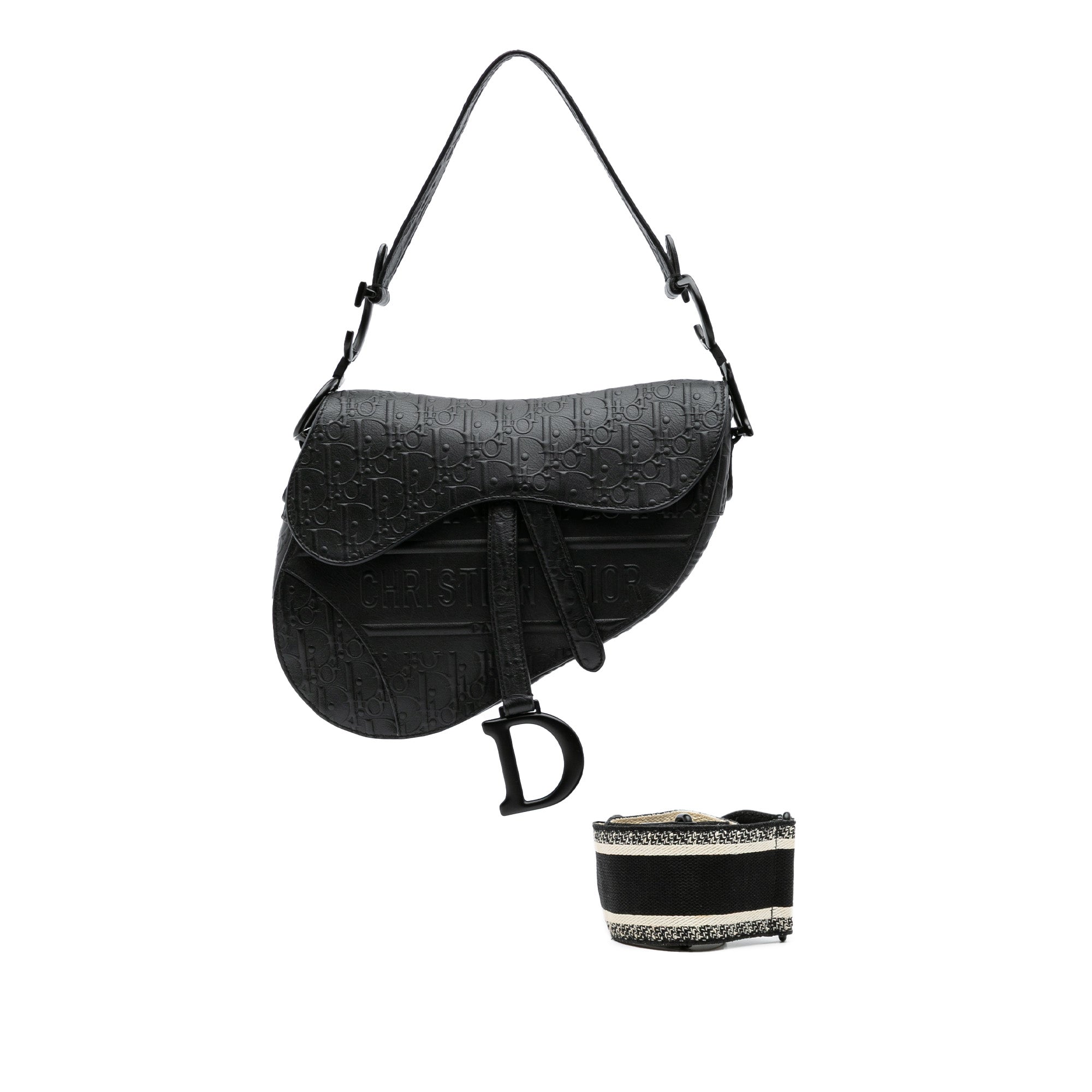 Oblique Embossed Calfskin Saddle Bag