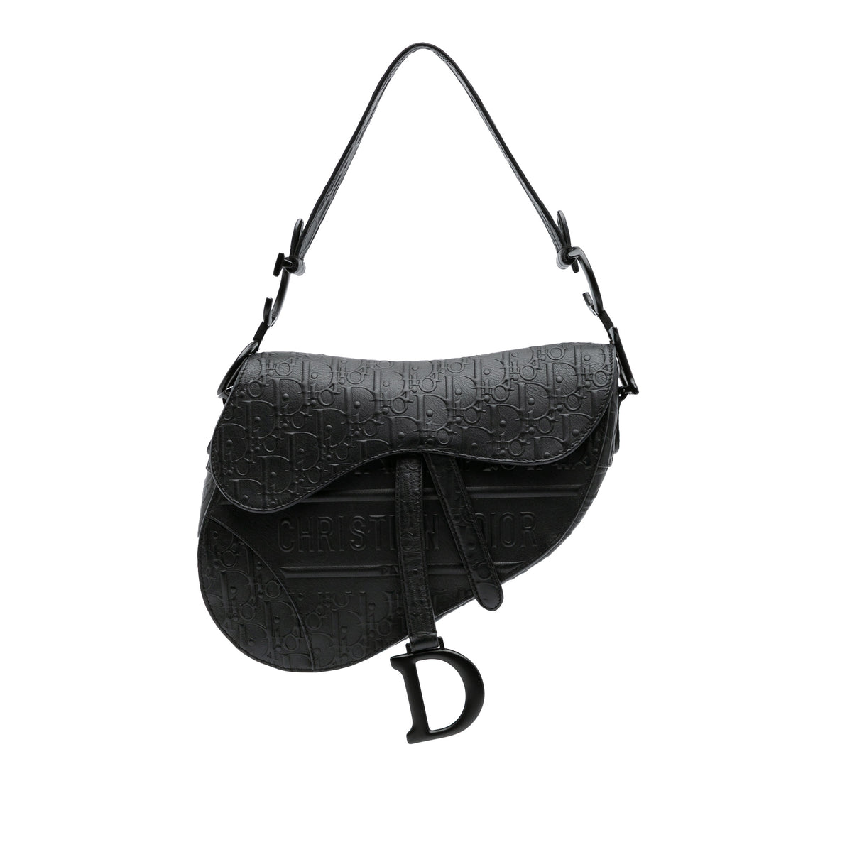 Oblique Embossed Calfskin Saddle Bag