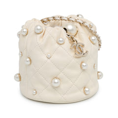 Mini Quilted Lambskin About Pearls Drawstring Bucket Bag_1