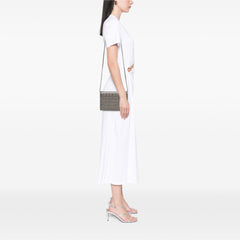 Small Lambskin Chocolate Bar CC Piercing Studded Chain Flap