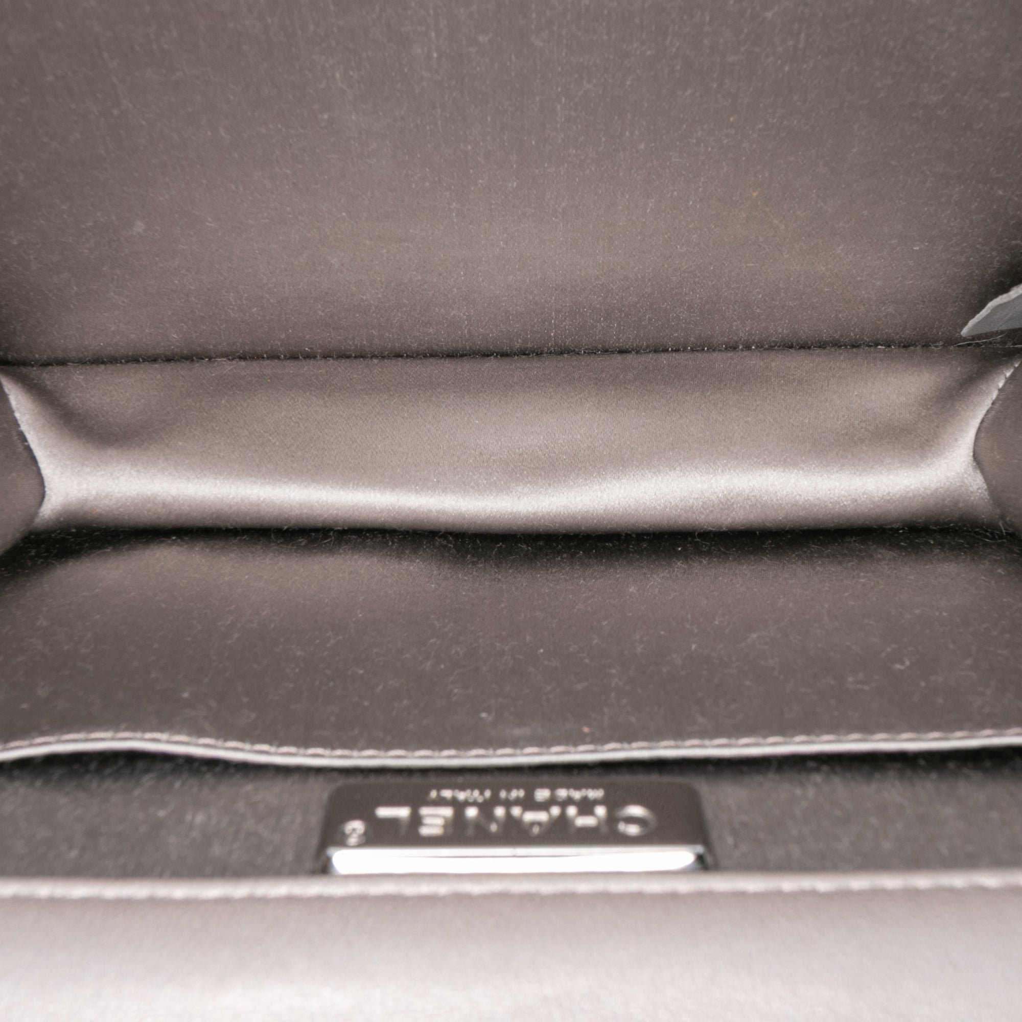 Small Lambskin Chocolate Bar CC Piercing Studded Chain Flap