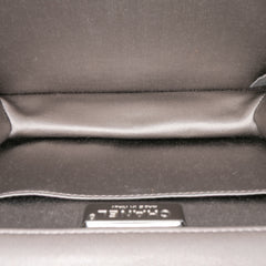 Small Lambskin Chocolate Bar CC Piercing Studded Chain Flap