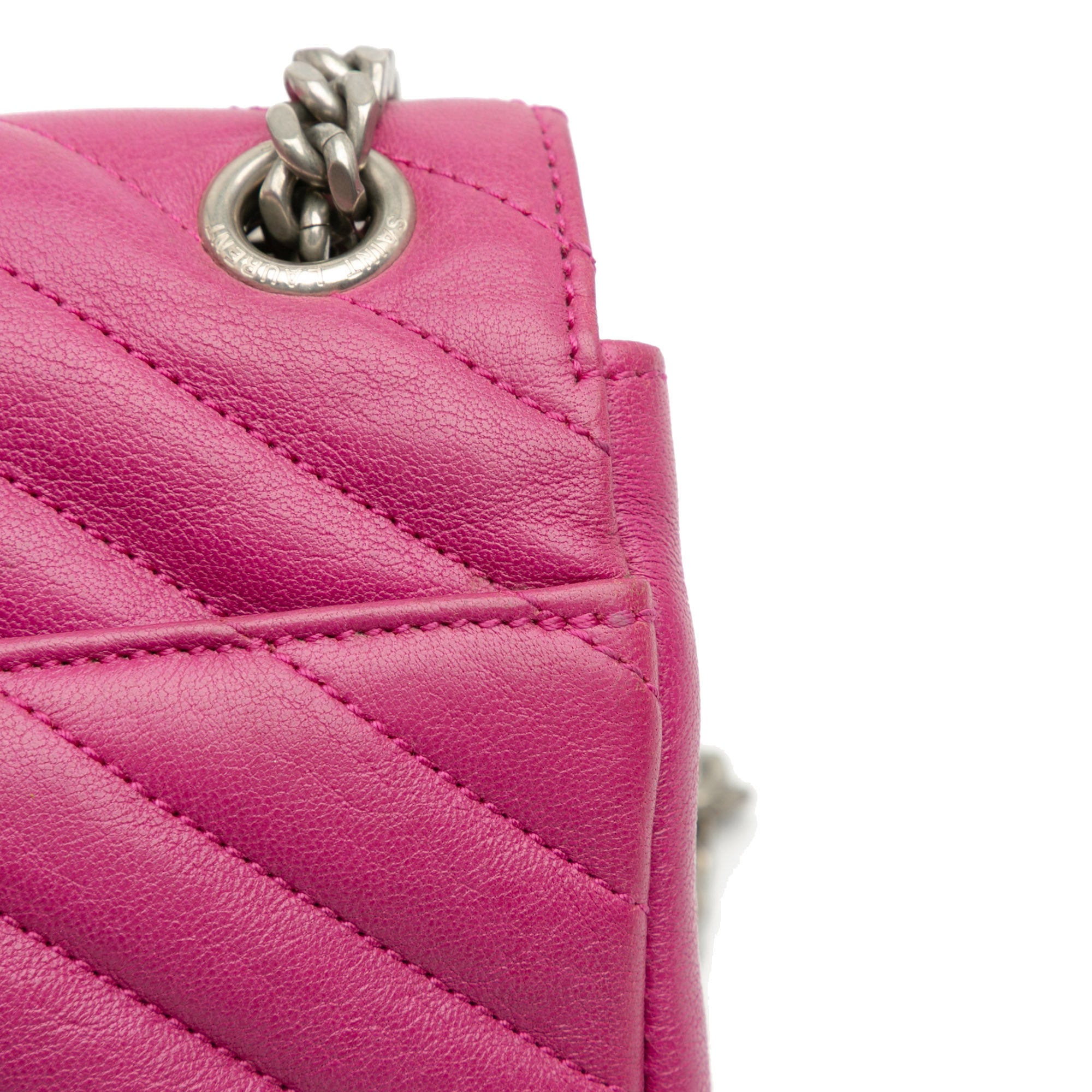 Medium Chevron Sheepskin Monogram Chain Bag
